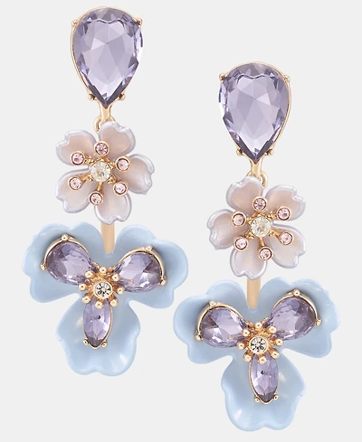 Anne Klein Crystal Flower Linear Drop Earrings