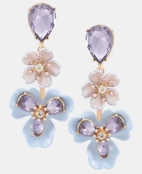 Anne Klein Crystal Flower Linear Drop Earrings