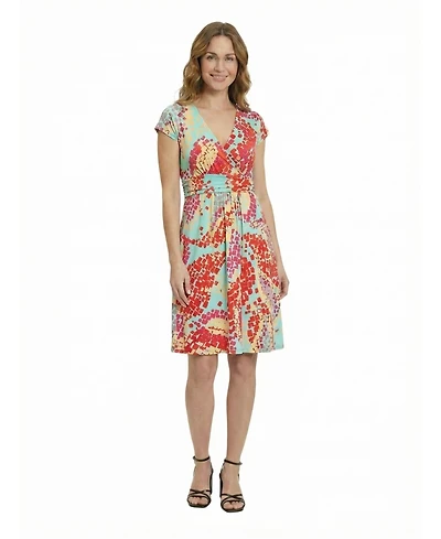 24seven Comfort Apparel Petite Mosaic A Line Pocket Dress