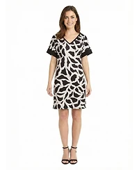 24seven Comfort Apparel Petite Abstract Print Knee Length Dress