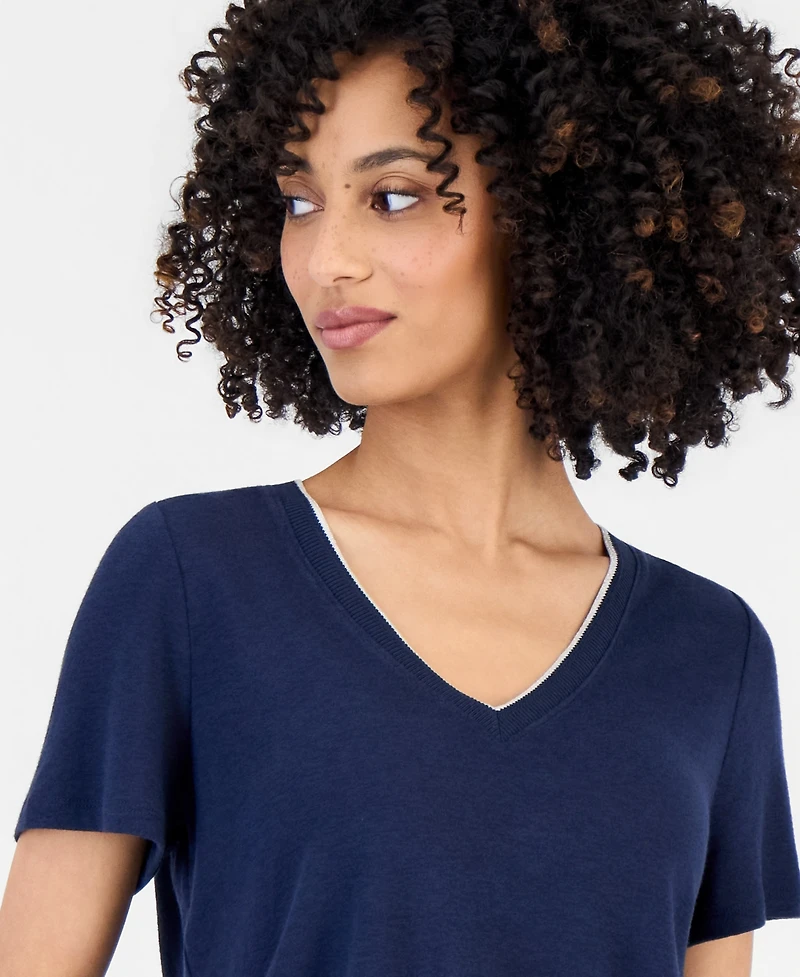 Style & Co Petite V-Neck T-Shirt, Macy's Exclusive