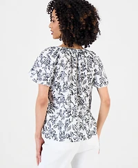 Style & Co Women's Split-Neck Flutter-Sleeve Top, Macy's Exclusive