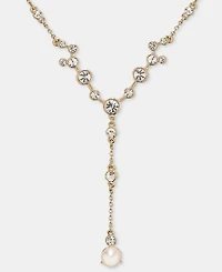Anne Klein Crystal & Imitation Pearl Station Lariat Necklace, 16" + 3" extender