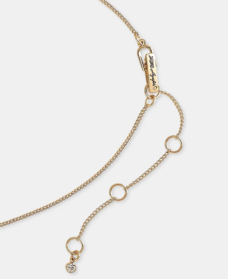 Karl Lagerfeld Paris Gold-Tone Pave Orchid Pendant Necklace