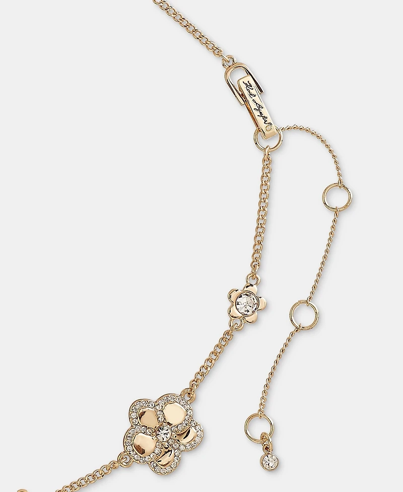 Karl Lagerfeld Paris Gold-Tone Pave Orchid Collar Necklace