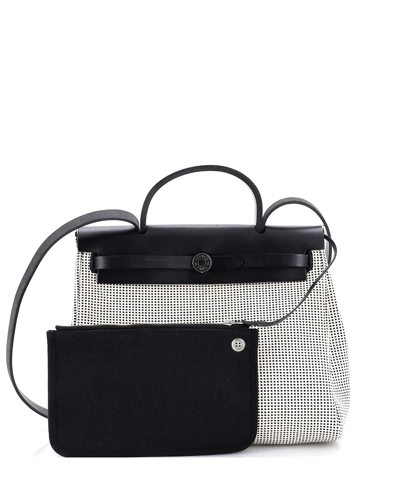 Pre-Owned HERMES 31 Herbag Zip Criss Viking Toile and Leather