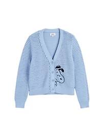 Chinti & Parker Women's Cotton Snoopy Crochet Peekabo Cardigan