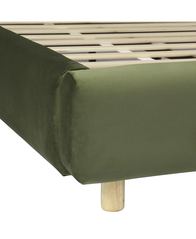 Streamdale Furniture Velvet Platform Bed with Curve Design Headboard