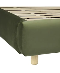 Streamdale Furniture Velvet Platform Bed with Curve Design Headboard