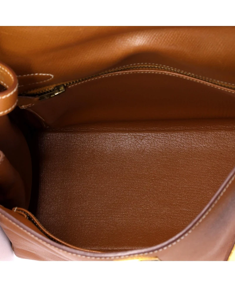 Pre-Owned HERMES Kelly 28 Handbag Brown Courchevel with Gold Hardware