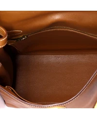 Pre-Owned HERMES Kelly 28 Handbag Brown Courchevel with Gold Hardware