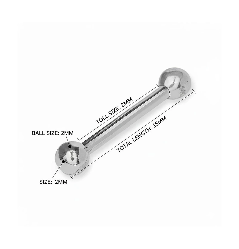 Curata Jewelry Solid 14k Yellow or White Gold 2mm Ball 16g Straight Eyebrow Piercing