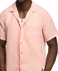 Lucky Brand Men's Short-Sleeve Linen Camp-Collar Shirt