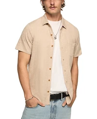 Lucky Brand Men's Linen Short Sleeve Button Down Shirt