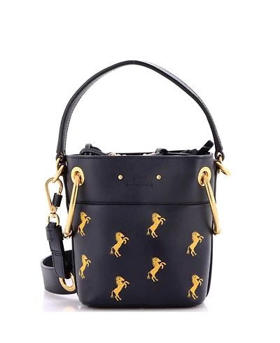 Pre-Owned Chloe Mini Roy Bucket Bag Embroidered Leather