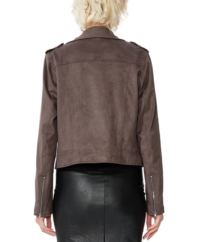 kimi + kai Women's Faux Suede Moto Jacket