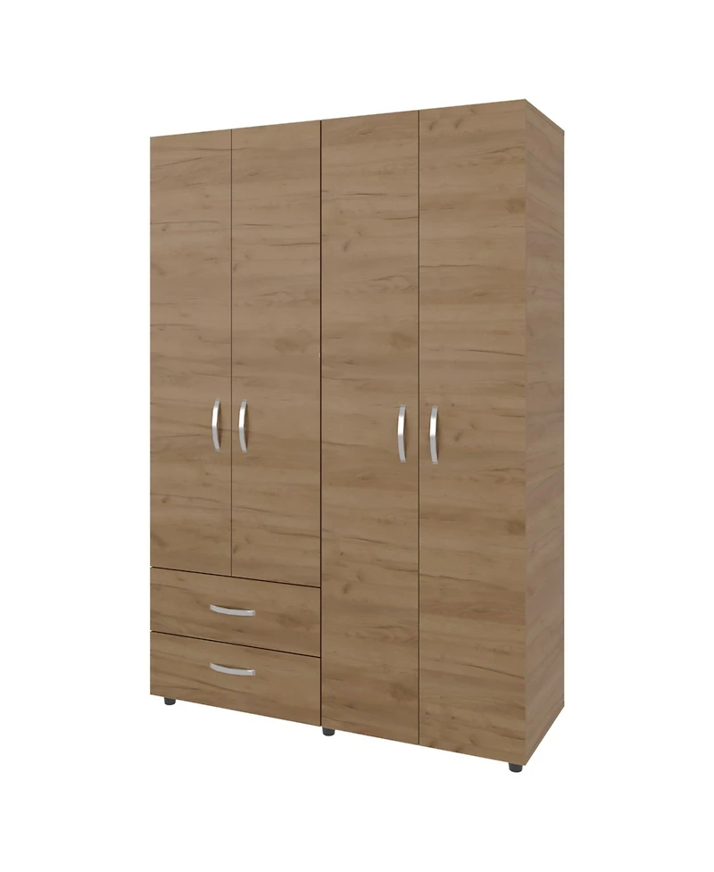 Fm Furniture Fifty Modern 2-Door Wardrobe with Shelves and Drawers