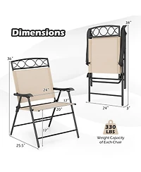 Gymax 4 Pack Patio Folding Chairs w/ Backrests & Armrests Metal Frame Outdoor