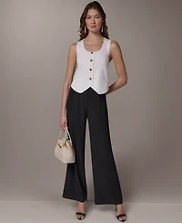 Donna Karan New York Women's Scoop Neck Button-Up Sweater Vest