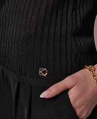 Donna Karan New York Women's Short-Sleeve Polo Sweater