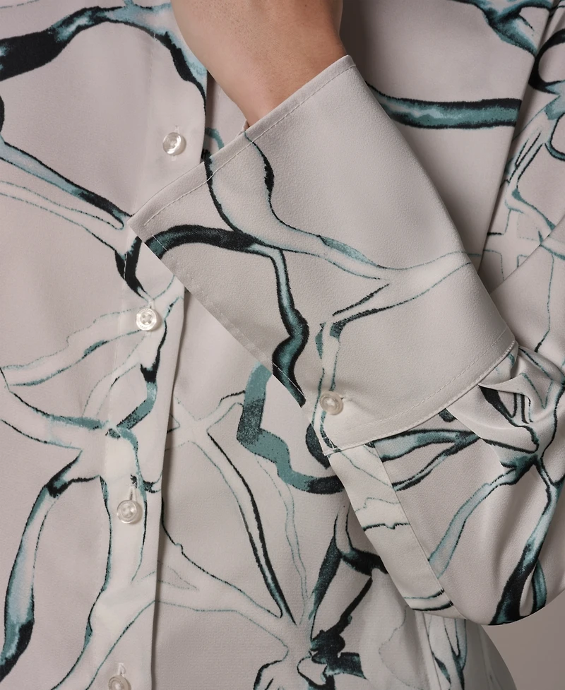 Donna Karan New York Women's Printed Pointed Hem Blouse