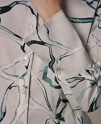 Donna Karan New York Women's Printed Pointed Hem Blouse