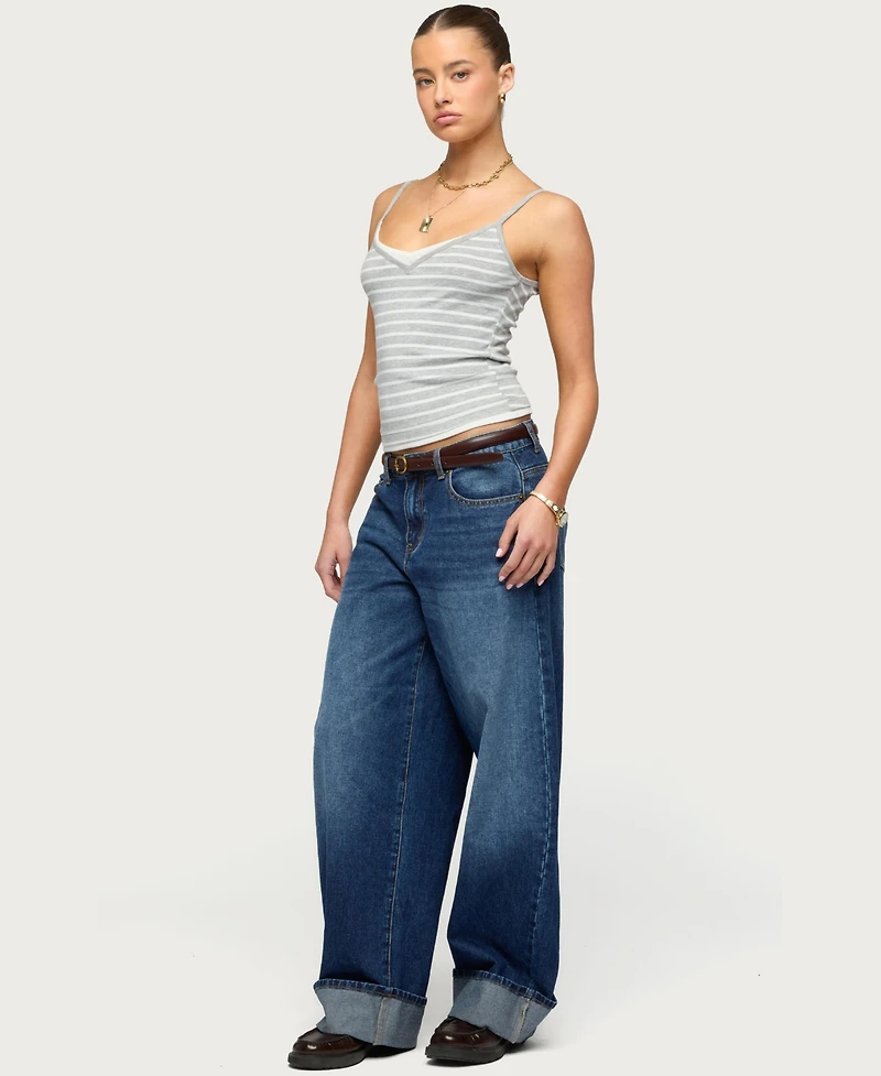 Edikted Women's Layered Contrast Striped Tank Top