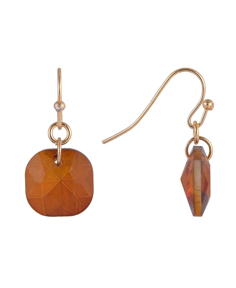 Laundry by Shelli Segal Gold Tone and Topaz Faceted Stone Drop Earrings