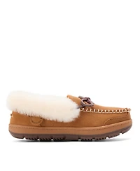 Dearfoams Women's Gladstone Genuine Shearling Moccasin with Stitching