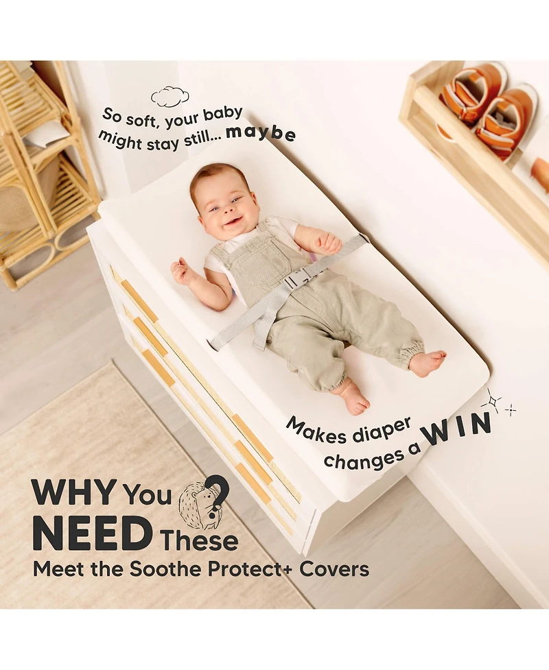 KeaBabies 2-Pack Soothe Waterproof Changing Pad Covers for Boy, Girl, 32x16 Soft Cotton Baby Changing Table Pad Cover