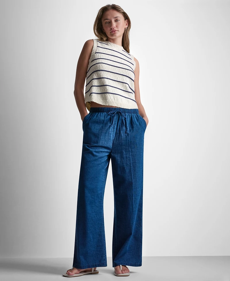 Dkny Jeans Women's Sleeveless Crew Neck Striped Sweater