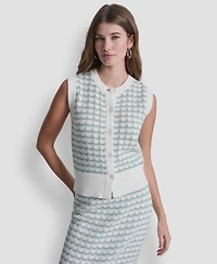 Dkny Jeans Women's Sleeveless Button-Front Crewneck Sweater