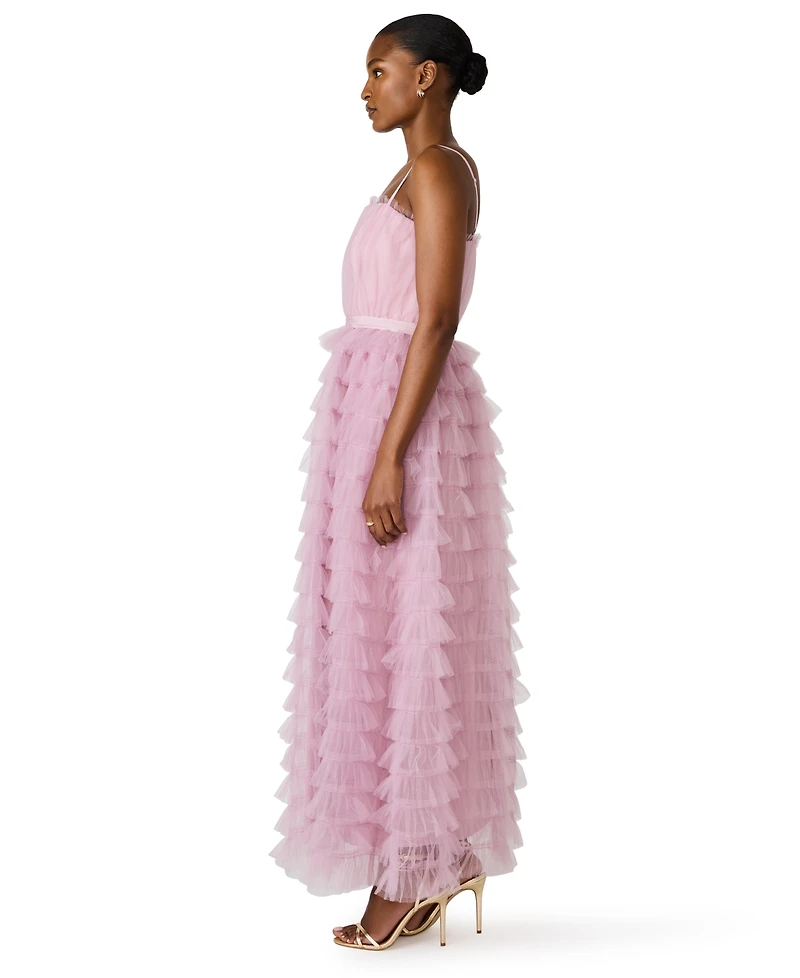 Steve Madden Juniors' Tiered Tulle Square Neck Gown