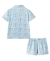Andy & Evan Girls' 6-16 Button-Down Shirt and Shorts, 2-Piece Pajama Set