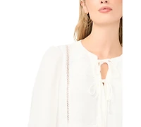 Vince Camuto Women's Lace Yoke Tie-Front Blouse