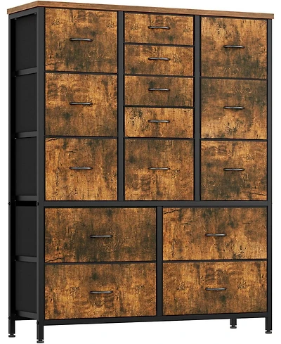 gaomon 48" H Tall Dresser with 15 Drawers, Fabric Storage Dresser with Steel Frame & Wood Top, Sturdy Dressers for Bedroom, Closet