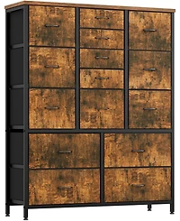 gaomon 48" H Tall Dresser with 15 Drawers, Fabric Storage Dresser with Steel Frame & Wood Top, Sturdy Dressers for Bedroom, Closet