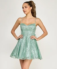 Alex & Sophia Juniors' Glitter Fit Flare Dress