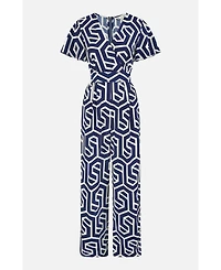 Yumi Women's Sculpting Wrap Wide Leg Maxi Jumpsuit