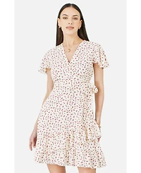 Yumi Women's Ditsy Print Frill Wrap Dress