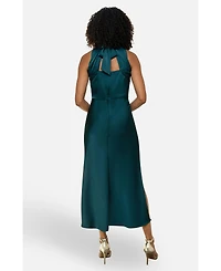 Yumi Women's Satin Halter Neck Midi Dress