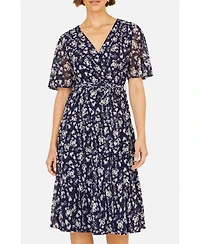 Yumi Women's Floral Mesh Wrap Dress