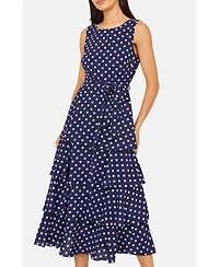 Yumi Women's Spot Tiered Midi Dress