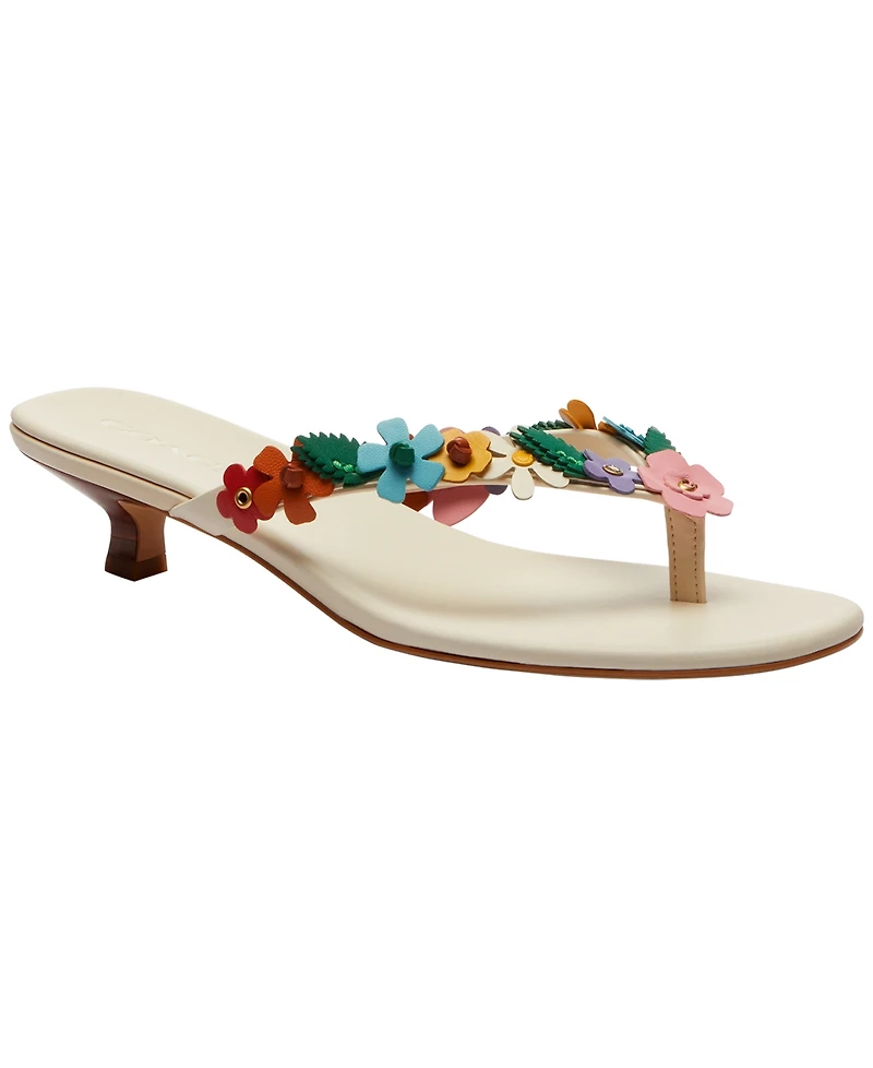 Coach Women's Tea Rose Kitten Heel Thong Sandals