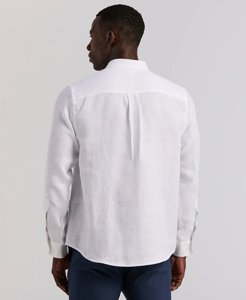 Perry Ellis Men's Solid Linen Popover Shirt