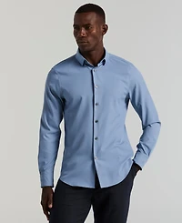 Perry Ellis Men's Slim-Fit Stretch Solid Button-Down Twill Shirt