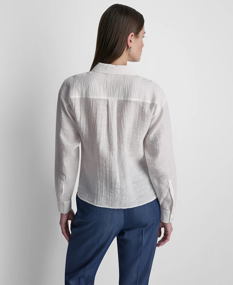 Dkny Women's Long-Sleeve Organza Top