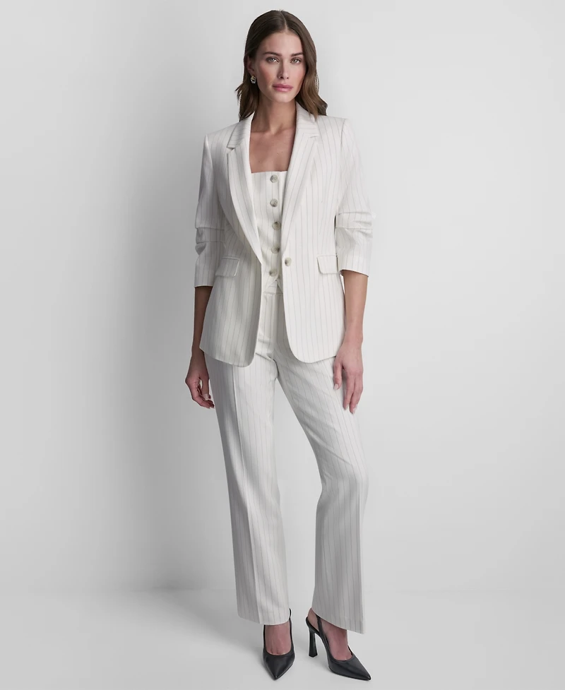 Dkny Women's Pinstripe One-Button Notch Collar Jacket