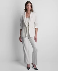 Dkny Women's Pinstripe One-Button Notch Collar Jacket