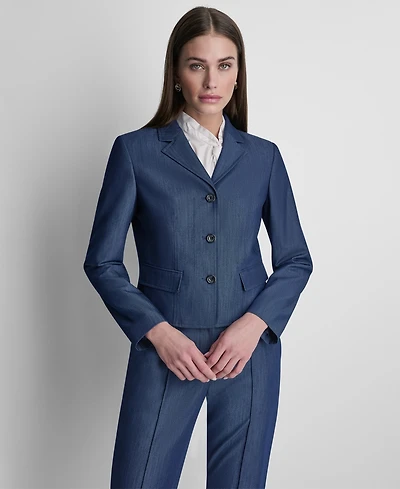 Dkny Women's Denim Cropped Button-Front Jacket